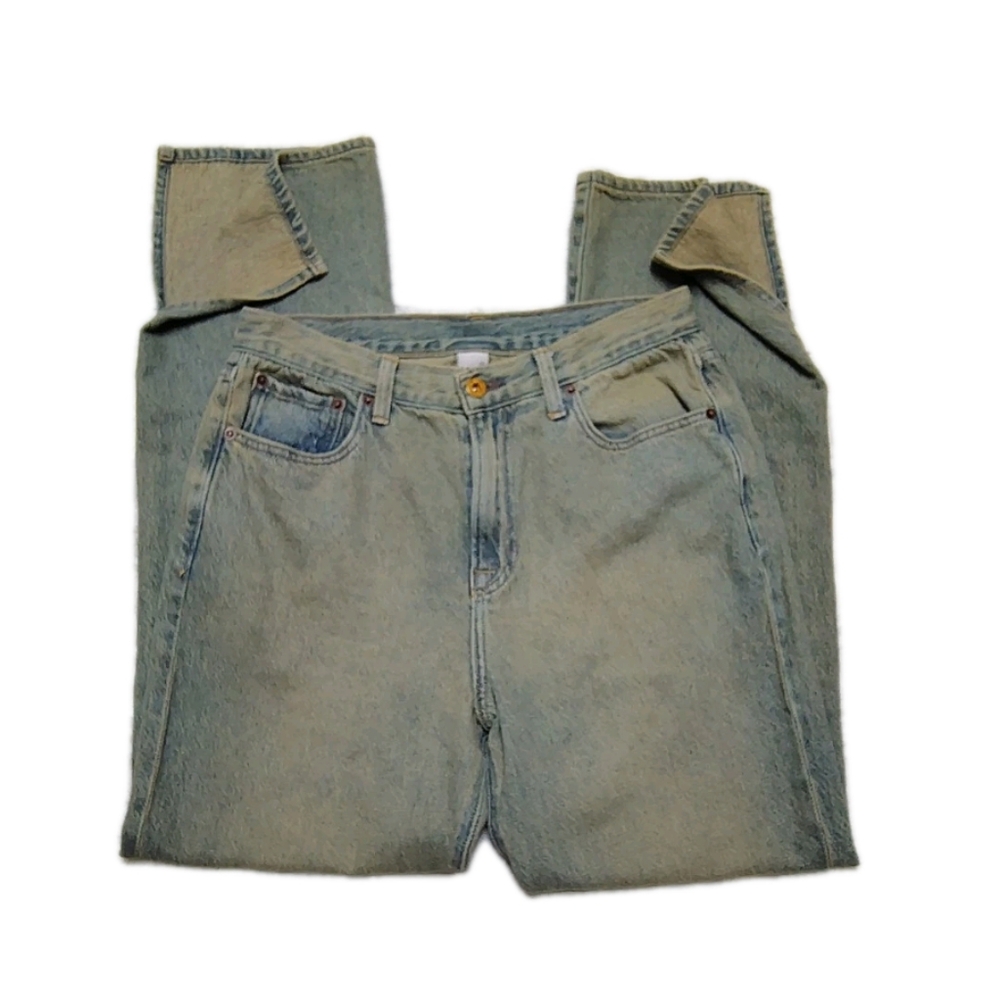 NSF $295 RARE!! Grunge Straight Leg High Rise Jeans Women's 28 Worn Wash Retro
